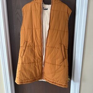 Duck Brown Quilted Vest with hooded